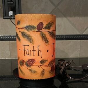 CR Designs creates this beautiful handmade Faith, Joy, Love candle sleeve light